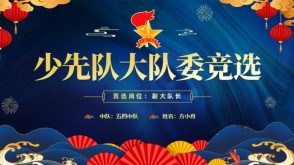 1-00029 国潮风蓝红大队委竞选精品ppt+演讲稿