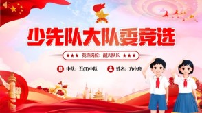 1-00034 大队委竞选红色精品PPT模板+演讲稿