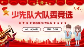 1-00036 大队委竞选红色精品PPT模板+演讲稿