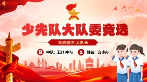 1-00037  大队委竞选红色精品PPT模板+演讲稿