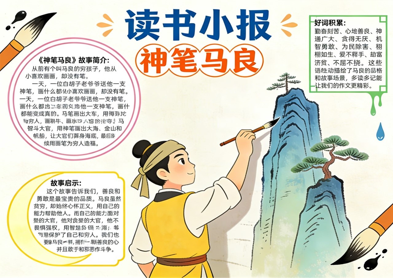 Xb-000047   《神笔马良》读书小报
