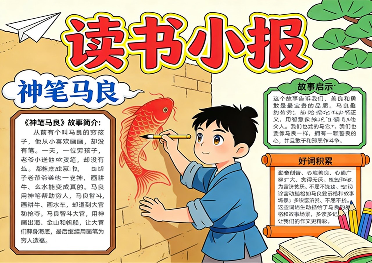 Xb-000048   《神笔马良》读书小报