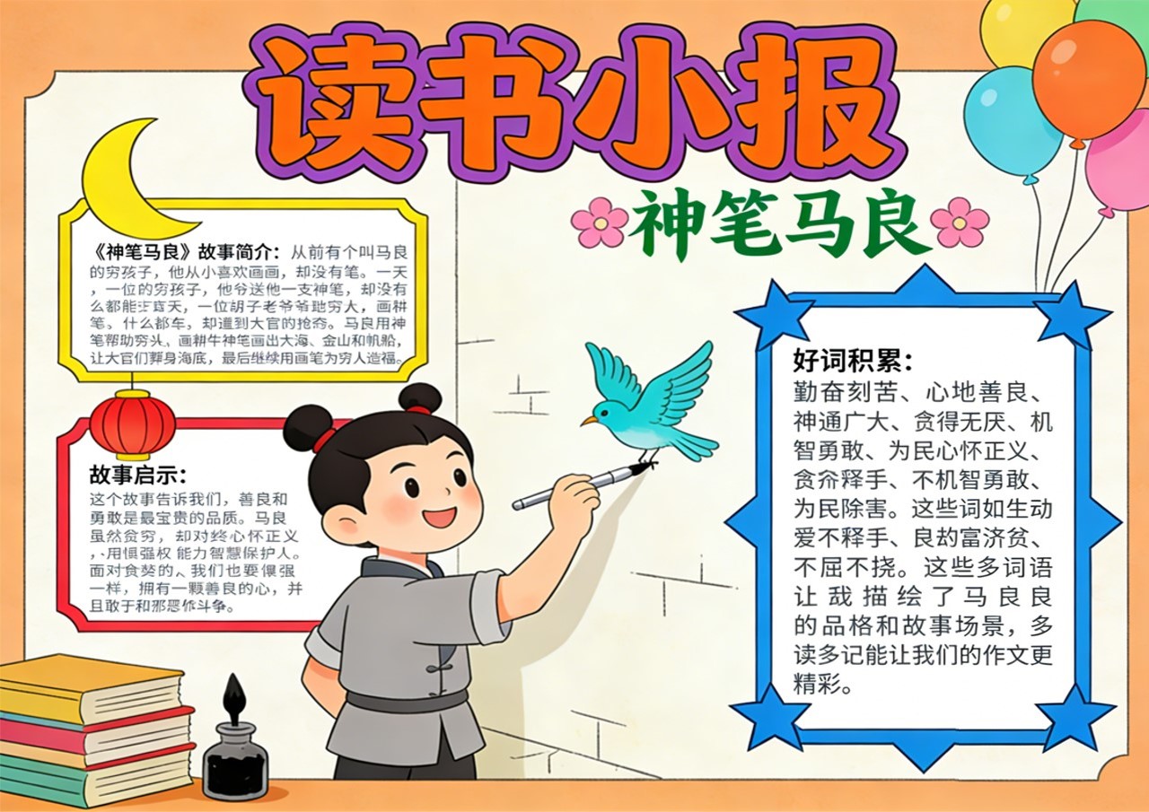 Xb-000049   《神笔马良》读书小报