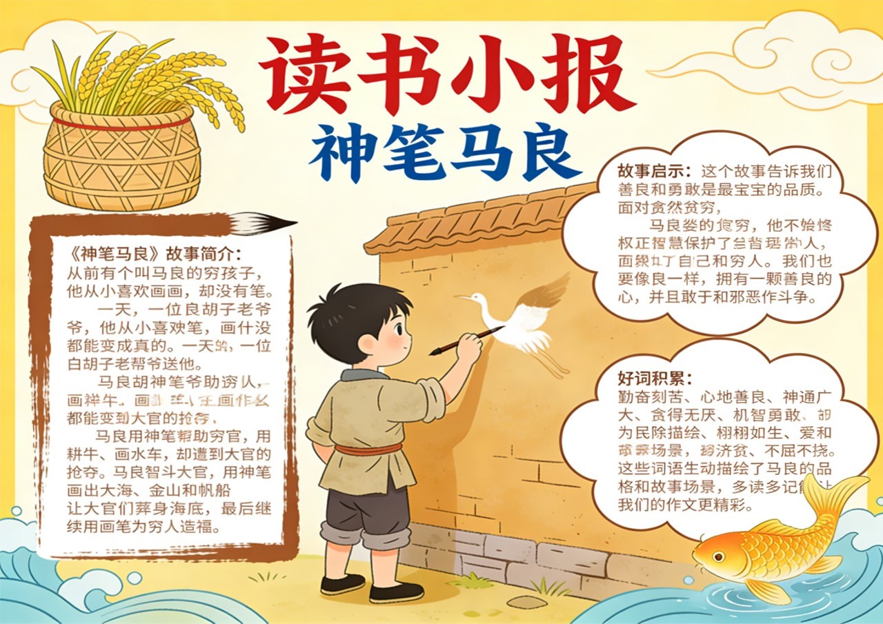 Xb-000050   《神笔马良》读书小报