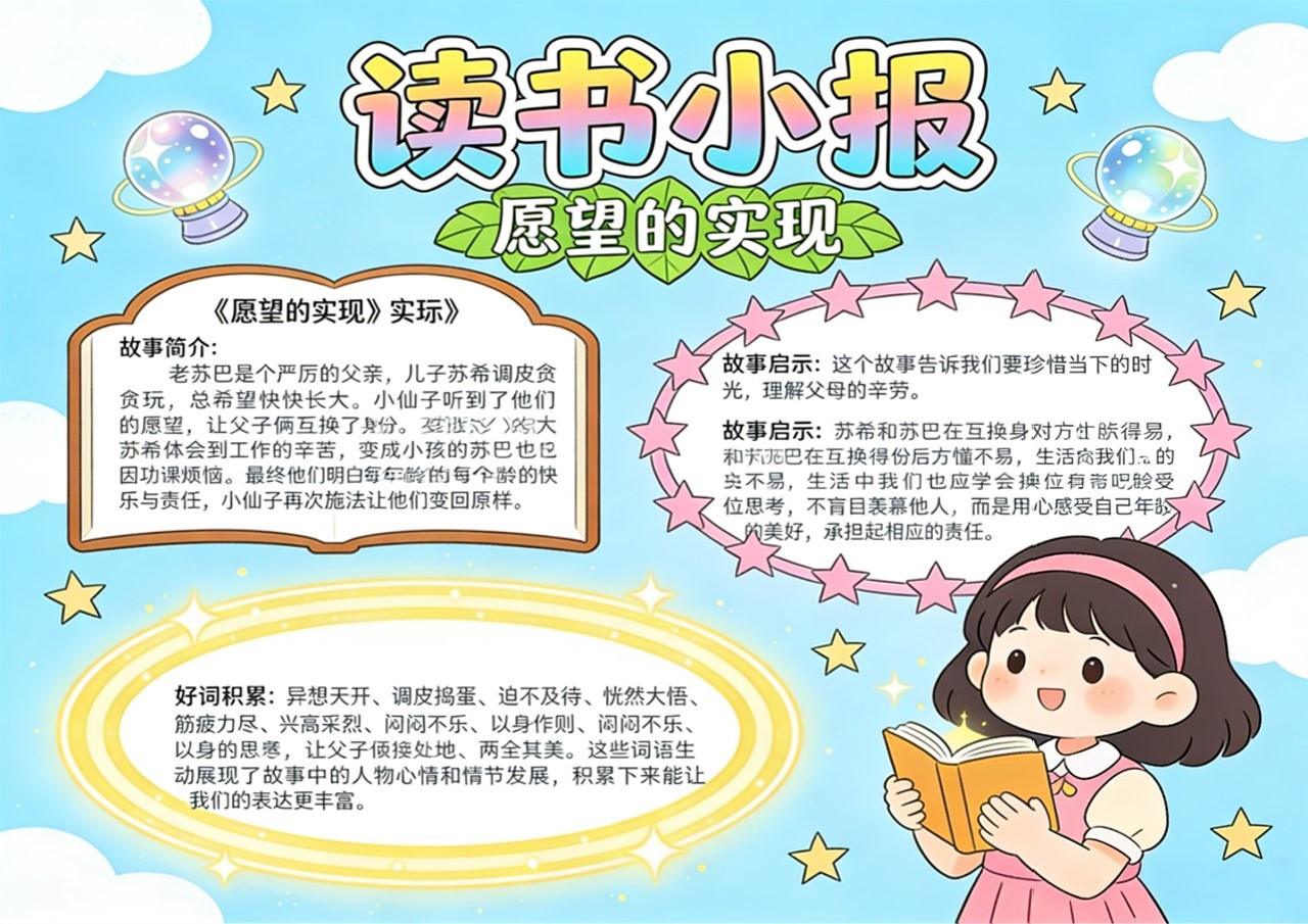 Xb-000053   《愿望的实现》读书小报