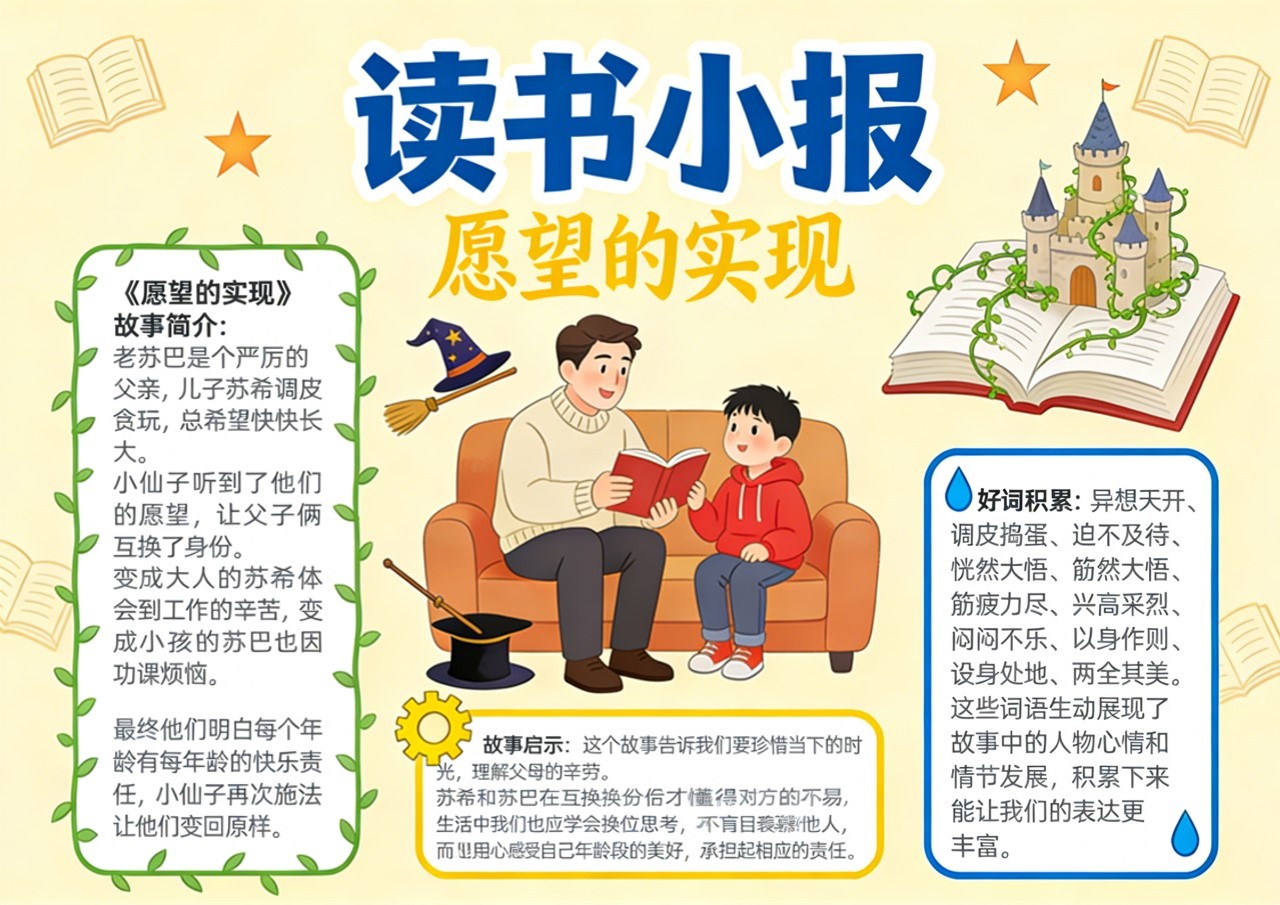 Xb-000055   《愿望的实现》读书小报