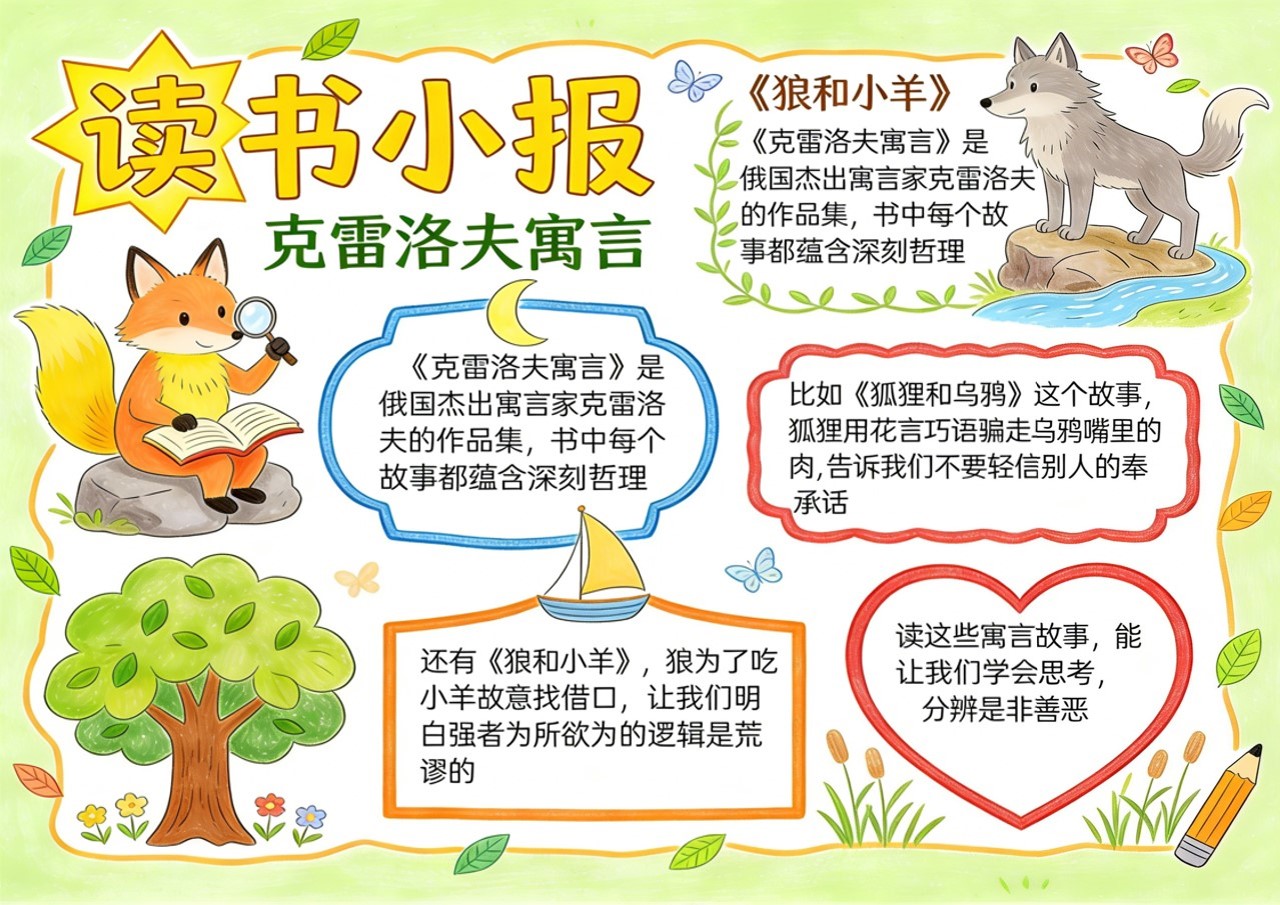 Xb-000082   《克雷洛夫寓言》读书小报