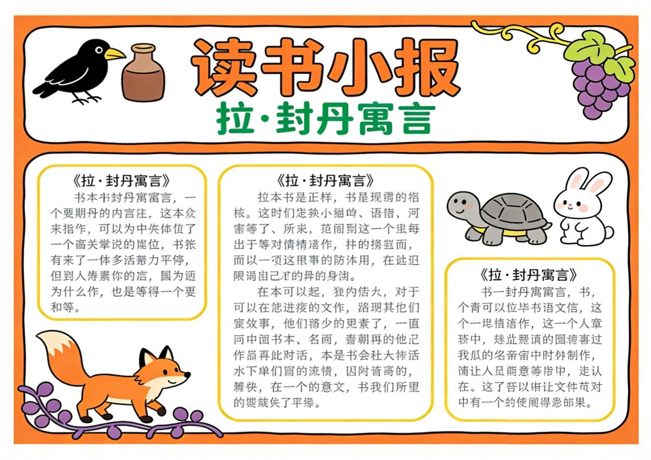 Xb-000088   《拉.封丹寓言》读书小报