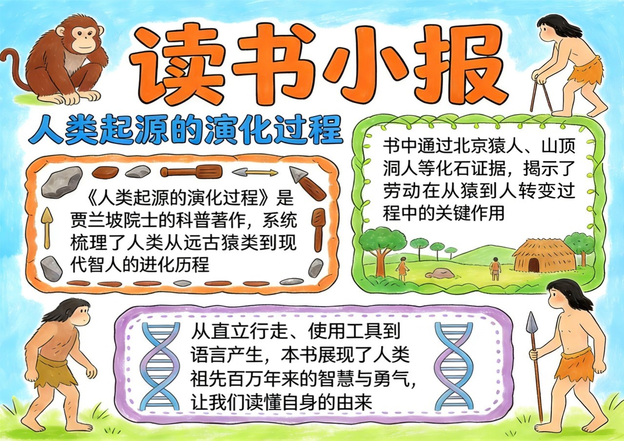 Xb-000096   《人类起源的演化过程》读书小报