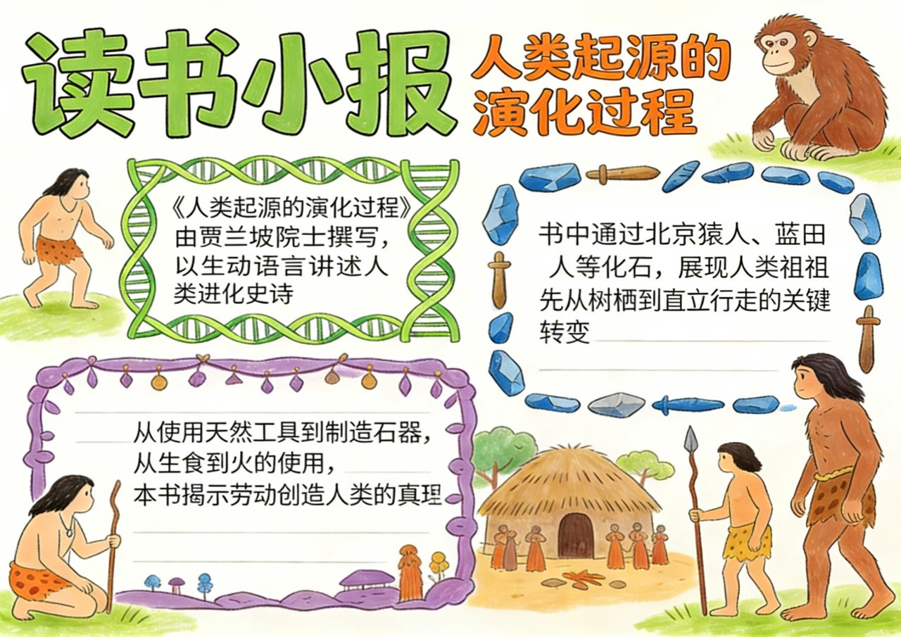 Xb-000097   《人类起源的演化过程》读书小报