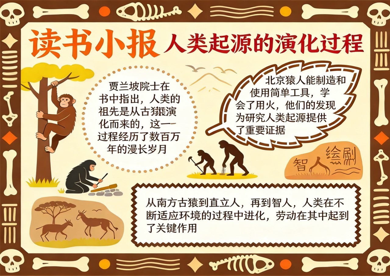 Xb-000099   《人类起源的演化过程》读书小报