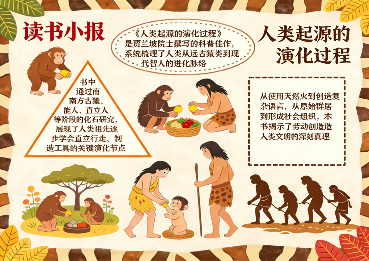 Xb-000100   《人类起源的演化过程》读书小报