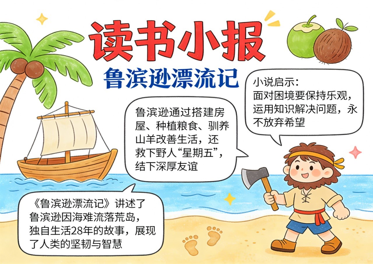 Xb-000131   《鲁滨逊漂流记》读书小报