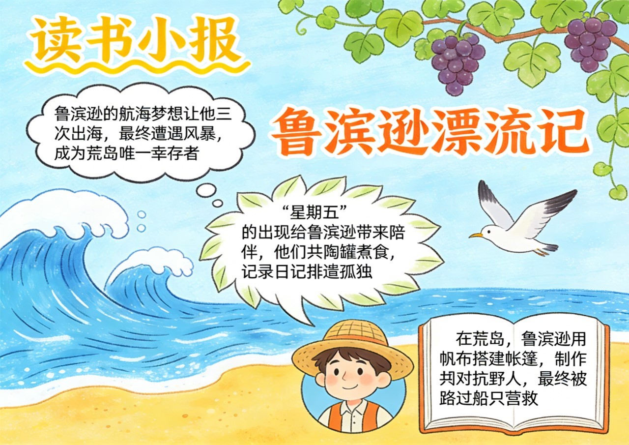 Xb-000132   《鲁滨逊漂流记》读书小报