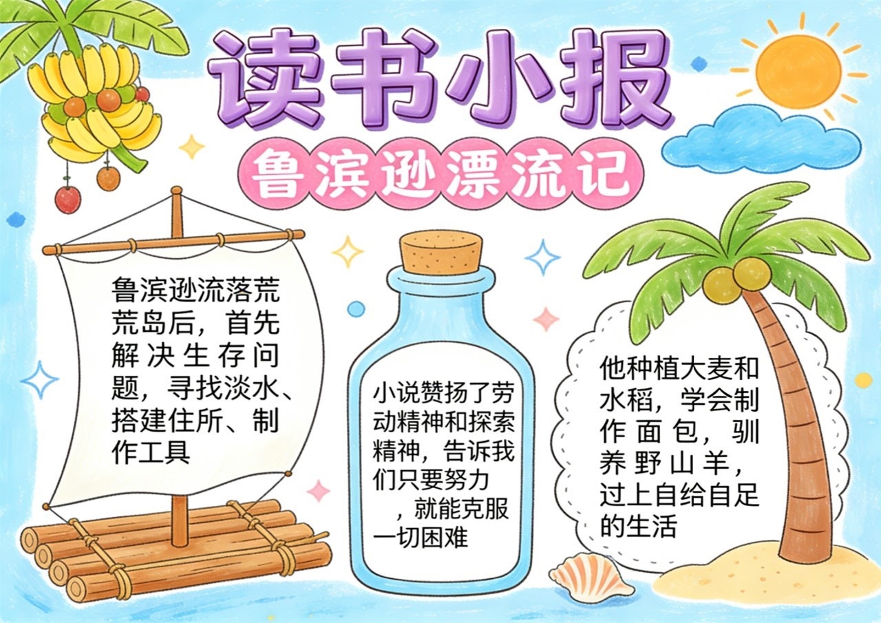 Xb-000133   《鲁滨逊漂流记》读书小报