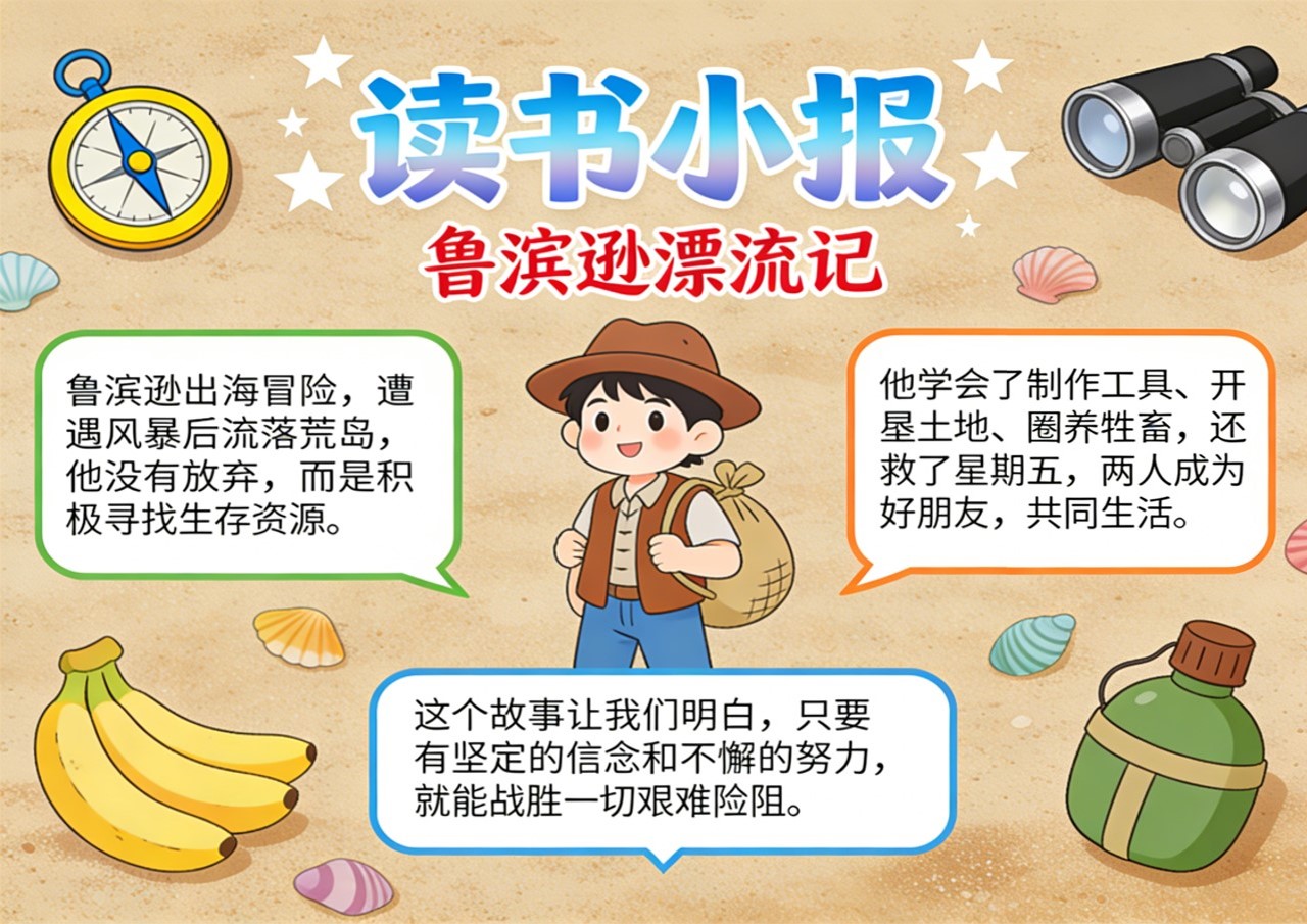 Xb-000134   《鲁滨逊漂流记》读书小报