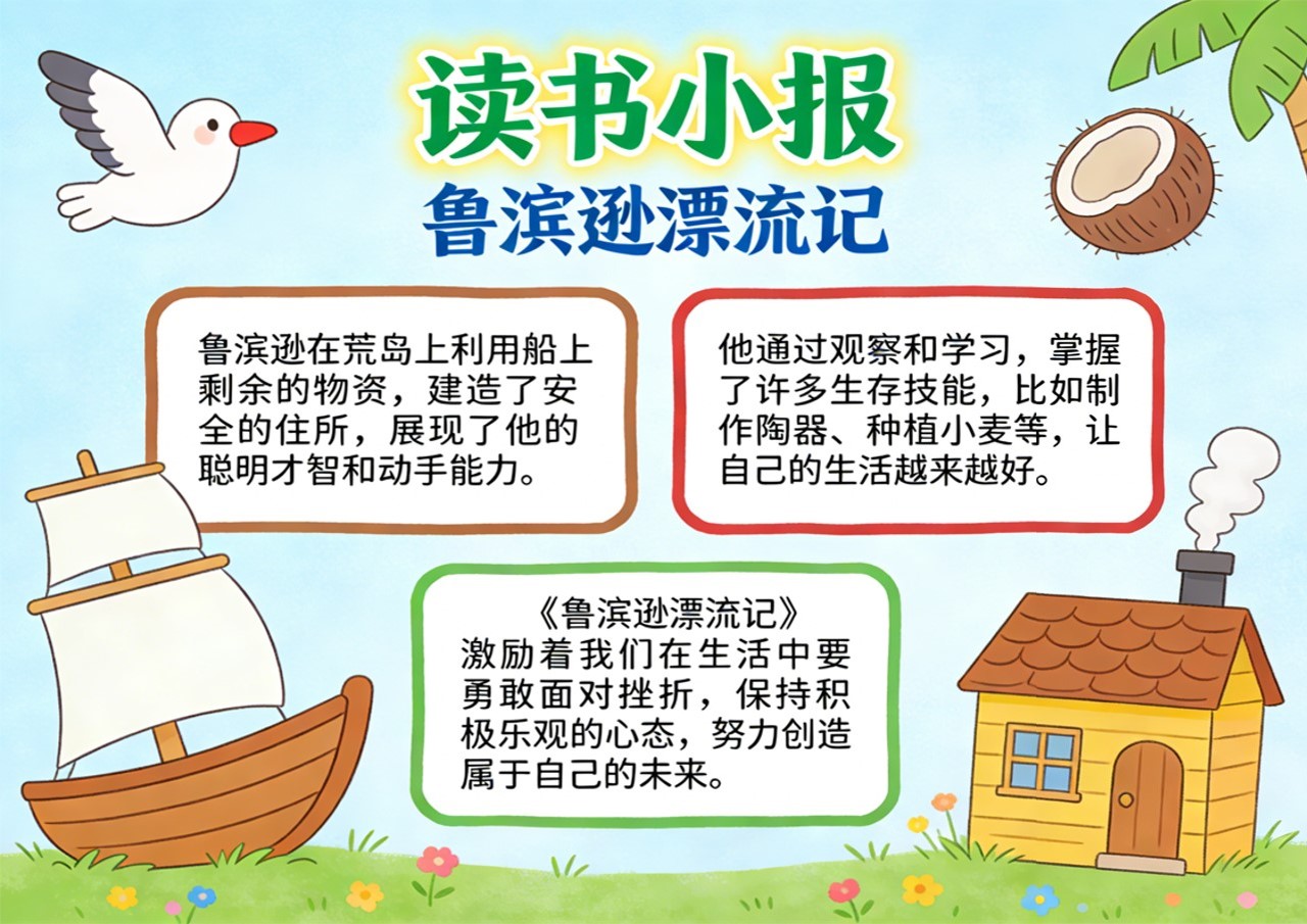 Xb-000135   《鲁滨逊漂流记》读书小报