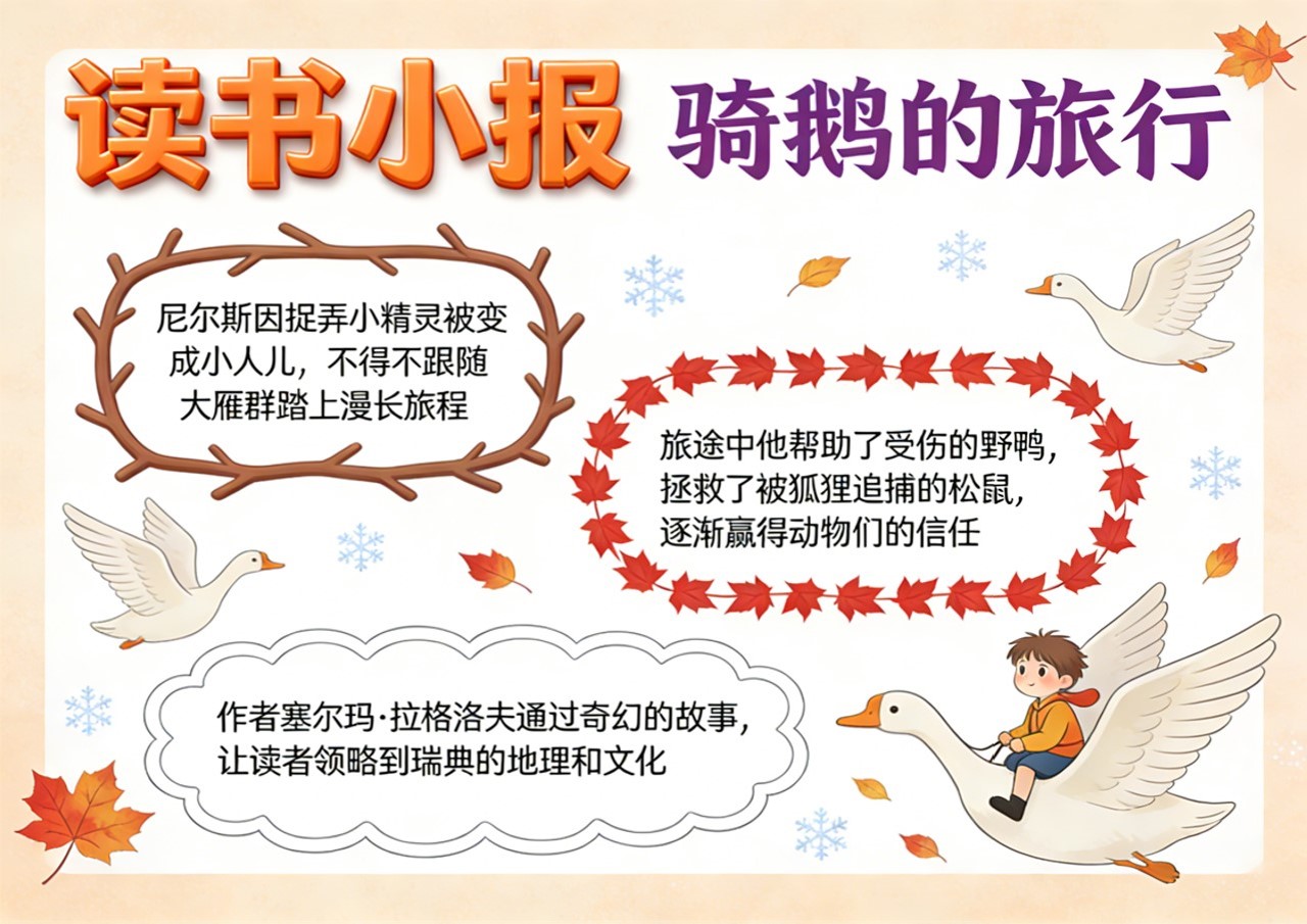 Xb-000143   《骑鹅的旅行》读书小报