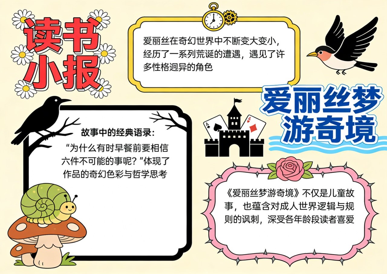 Xb-000149   《爱丽丝梦游奇境》读书小报