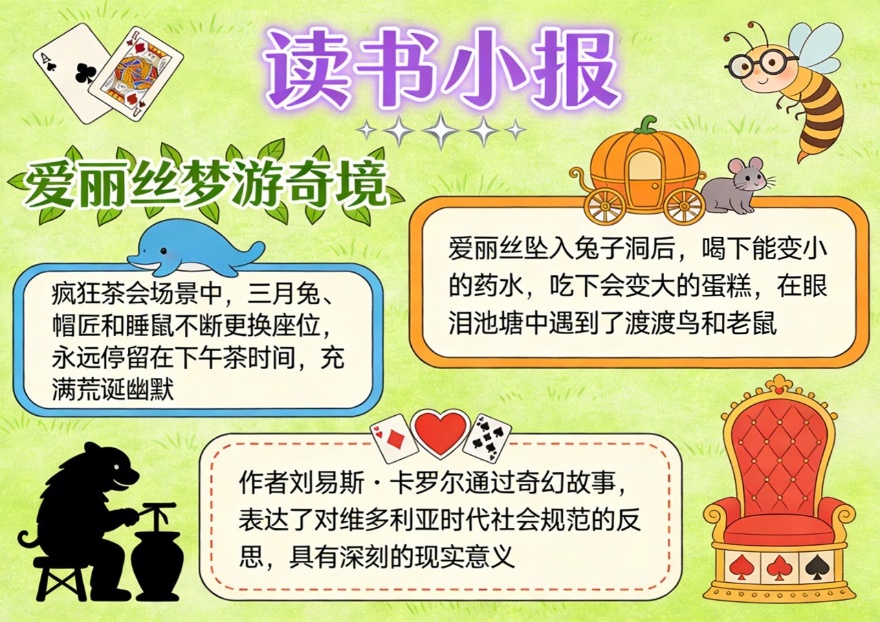 Xb-000150   《爱丽丝梦游奇境》读书小报